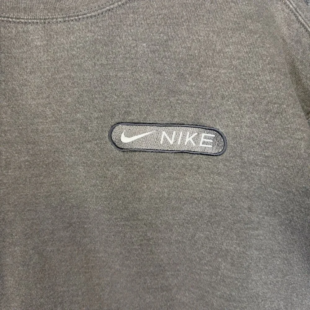 Vintage Nike Crewneck Mens Size L Gray Fleece Pullover Y2K 90s Embroidered Baggy